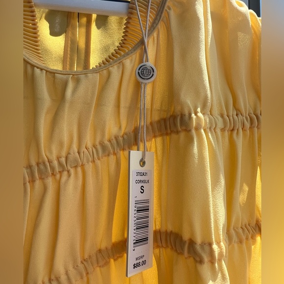 🆕 Max Studio Cornsilk Yellow Sleeveless Lightweight Ruffle Office Trim Blouse S - Picture 11 of 14